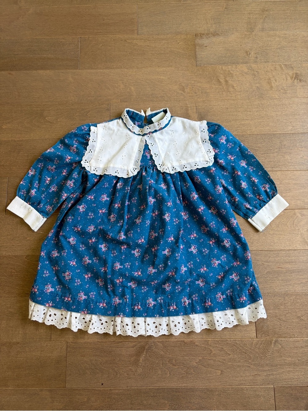Winnie the Pooh Floral Dress - Blue with Pink Flowers